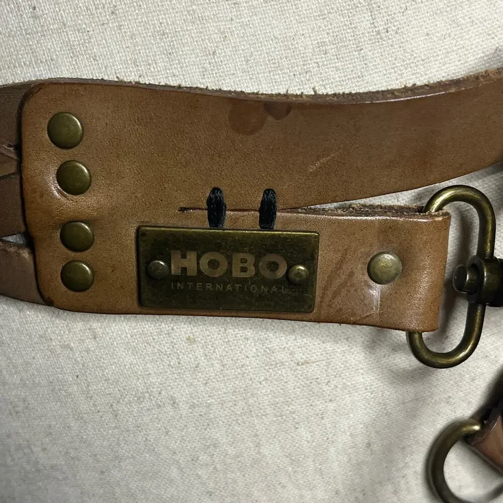 Hobo International Leather Belt Womens L Brown Dual Strap Buckle and Hook Boho